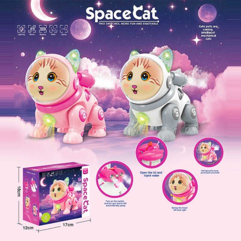 Кошеня мелодія диско-куля підсвічування парогенератор ходить (в асортименті) QF378-3