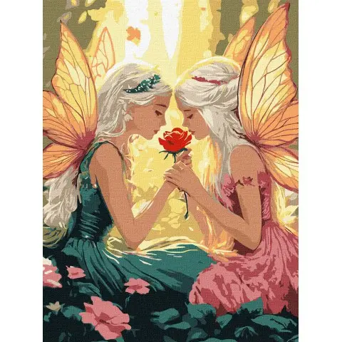 Набір для розпису по номерах Феї серед квітів, Ideyka, 30x40 см, КНО8575