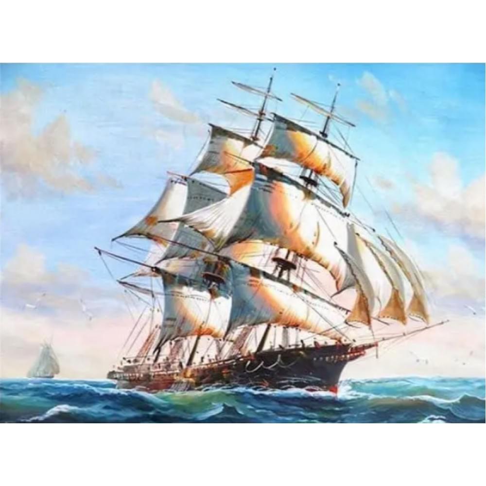 Алмазна мозаїка за номерами 40*50 "Шхуна" карт уп. (полотно на рамі)