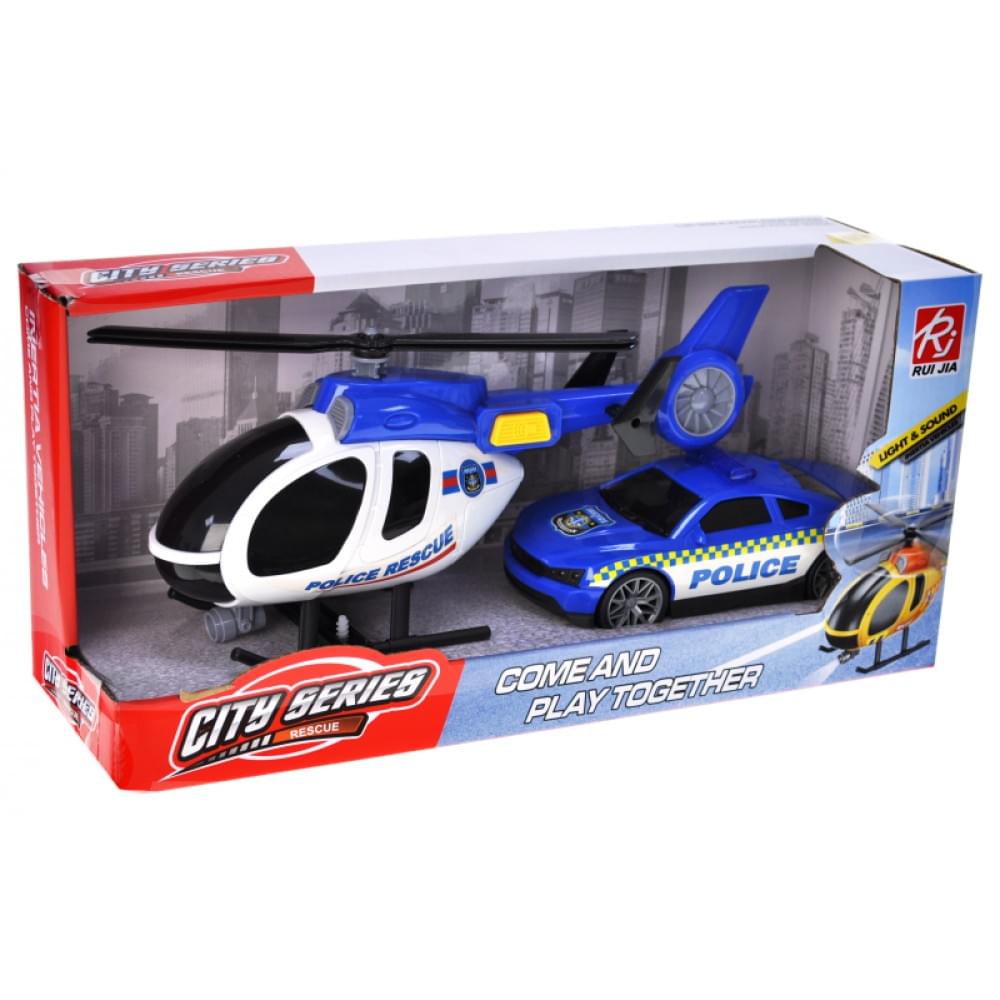 Машина інерційна "Поліція" з вертольотом, озвучена, зі світлом, в коробці р.36,5x11,5x17,5 см /24/