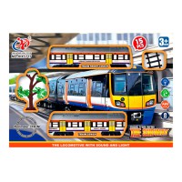 Залізниця, 318 см, локомотив, 1 вагон, звук, світло, дерево, 15 деталей, на батарейках, 36x25x6.5 см