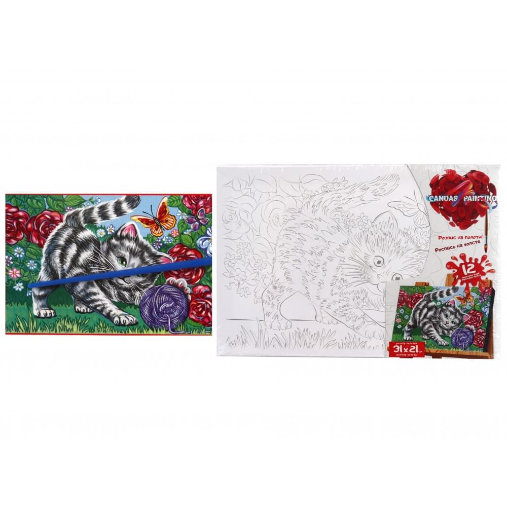 Креативна творчість "Розпис на полотні "Canvas Painting" 21см*31см с.6 №8 "Кошеня в квітах"