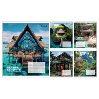 Зошити учнівські 60 аркушів клітинка 1B Seaside Serenity, 10 шт. в упаковці