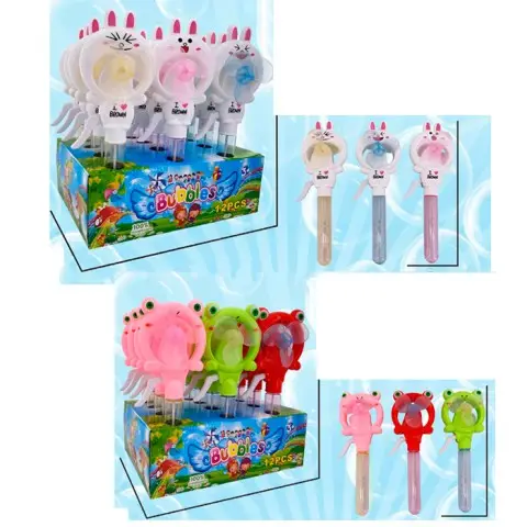 Мильні бульбашки 2в1 меч, вентилятор, 24.5 см, зайчик, жабеня (В асортименті)