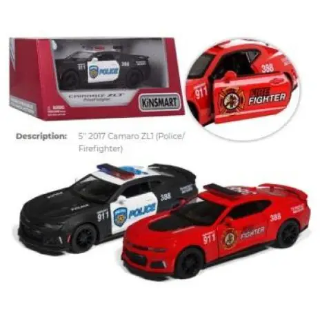 Металева інерційна легкова модель Chevrolet Camaro ZL1 Police/Firefighter 5", відкриваються двері