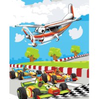 Набір для розпису по номерах Веселі перегони, Strateg, з лаком, 30x40 см, SS-6438