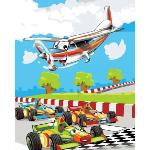 Набір для розпису по номерах Веселі перегони, Strateg, з лаком, 30x40 см, SS-6438