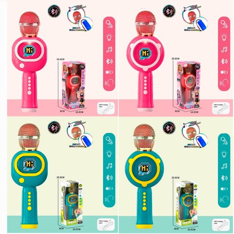 Мікрофон, HY850-52-65-66-E, 23 см, акумулятор, Bluetooth, з музичними та світловими ефектами (В асортименті)