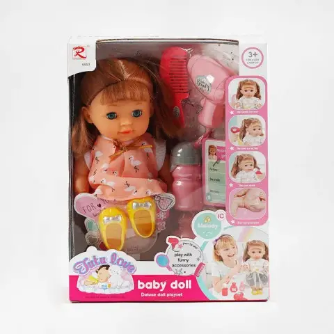 Лялька інтерактивна 28 см п'є ходить у горщик закриває очі музика 6953