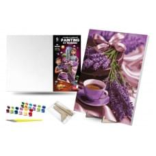 Набір для розпису по номерах Qbee "Лавандова кава" з дерев'яною підставкою 40х50см QB900-046