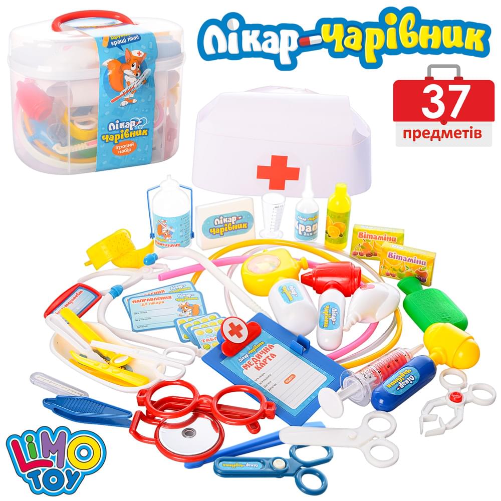 Лікар стетоскоп, шприц, окуляри, 36 предметів, у валізі, 22-17-12см /24/