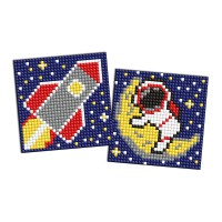 Набір з алмазною мозаїкою на самоклеючій основі для дітей Професії Космонавт, 2 шт. 9x9 см, AMS1146