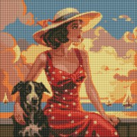 Набір з алмазною мозаїкою Атмосфера моря AMO7693 з АВ стразами, 40x40 см