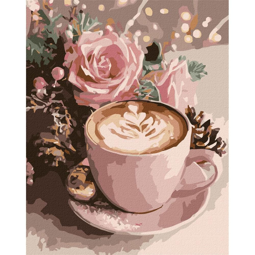 Набір для розпису по номерах "Новорічне капучино з фарбами металік" Ideyka 40х50см КНО5743