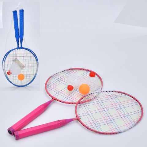 Набір для бадмінтону металевий, 2 ракетки 45 см, 2 волани, пластиковий м’яч 4 см, у сітці (В асортименті)