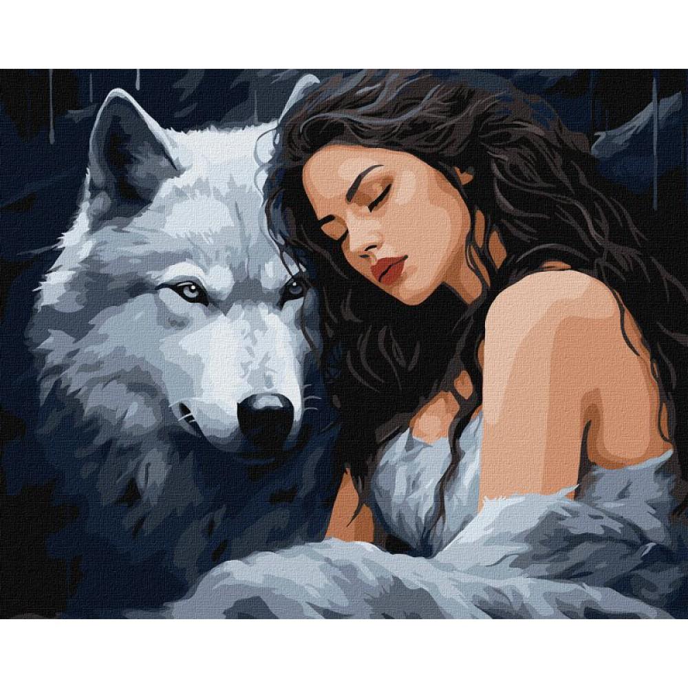 Набір для розпису по номерах. "Під захистом вовка" 40х50см КНО8379