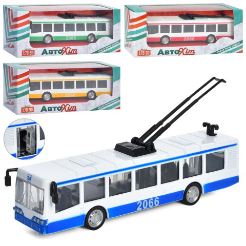 Тролейбус метал інерційний 17 см відчиняються двері (в асортименті) M5661