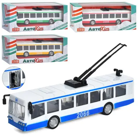 Тролейбус метал інерційний 17 см відчиняються двері (в асортименті) M5661