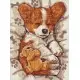 Набір з алмазною мозаїкою Сонний коргі Ideyka AMO8044, 30x40 см