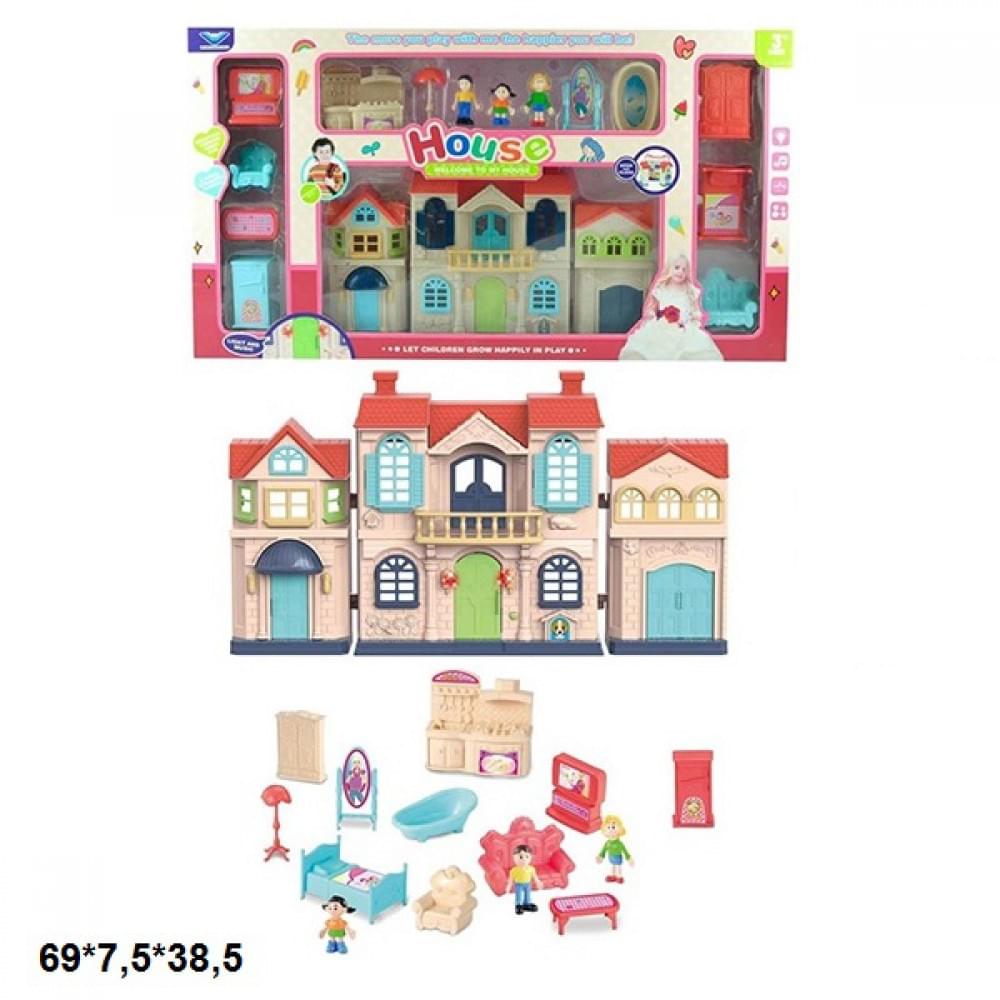 Ляльковий будинок 1370 з ляльками,меблями муз.світ.кор.69*7,5*38,5 /18/