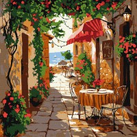 Набір для розпису по номерах Кав’ярня з вінтажними меблями, Ideyka, 30x30 см, КНО6381