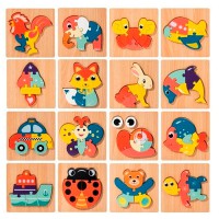 Дерев’яна іграшка Пазли (тварини, транспорт, комахи, морські мешканці), 15x15x1 см (В асортименті)