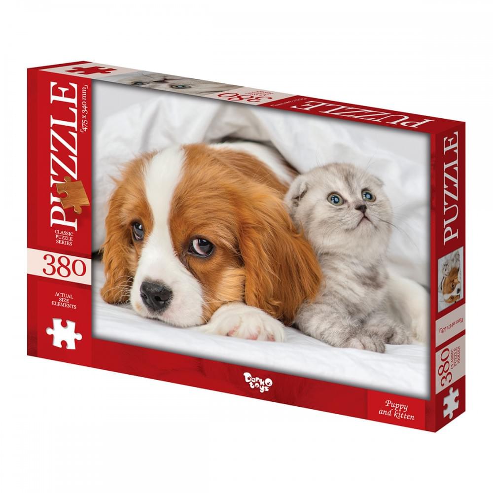 Пазли 380 елементів, серія 6 Puppy and Kitten DANKO TOYS C380-06-01
