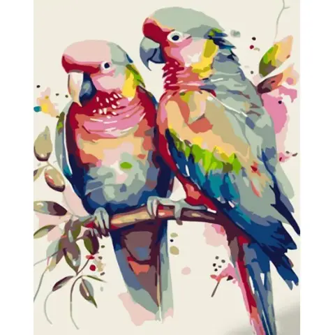 Набір для розпису по номерах Пара папужок, Strateg, 30x40 см, SS6740