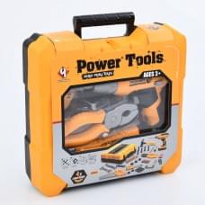 Набір інструментів шуруповерт-світло,оберт.сверло, молоток, пила, викрутка, болти, чемодан, на бат-ці, карт.обгортці, 27,5-25,5-9см /12/