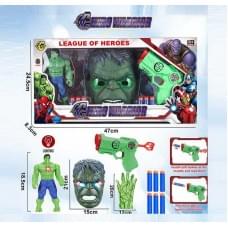 Набір героя маска з підсвічуванням, механічний пістолет, рукавиця, 6 м’яких патронів, фігурка підсвічується, висота героя 18 см, в кор. /30-2/