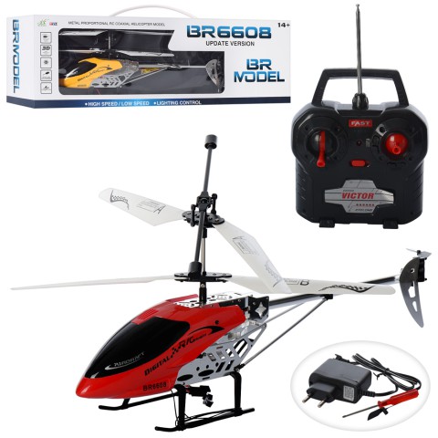 Гелікоптер на радіокеруванні, акумулятор, 43 см, світло, гіроскоп, 67x22.5x10.5 см, BR6608 (В асортименті)