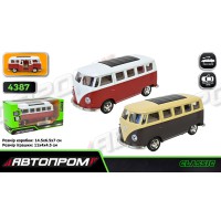 Машина металева АВТОПРОМ Volkswagen T1 1:38 відкриваються двері (в асортименті) 4387