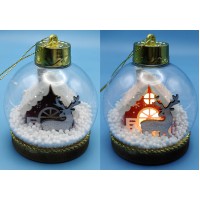 Іграшка на ялинку LED Куля 8 см Олень Будиночок 2501-А