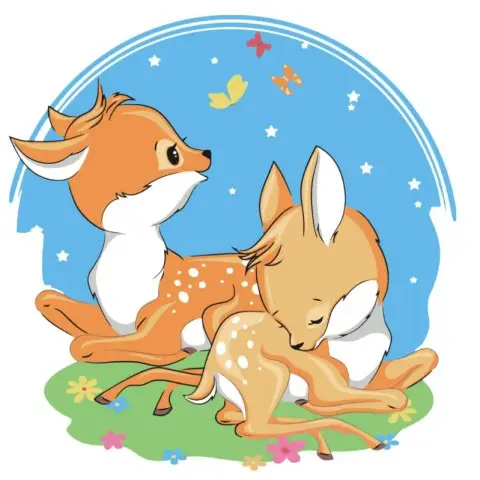 Набір для розпису по номерах Сімейство оленят, Strateg, з лаком, 30x30 см, ES038