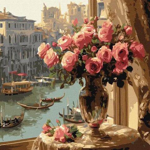 Картина за номерами Троянди у Венеції Ideyka 40×40 см КНО6412