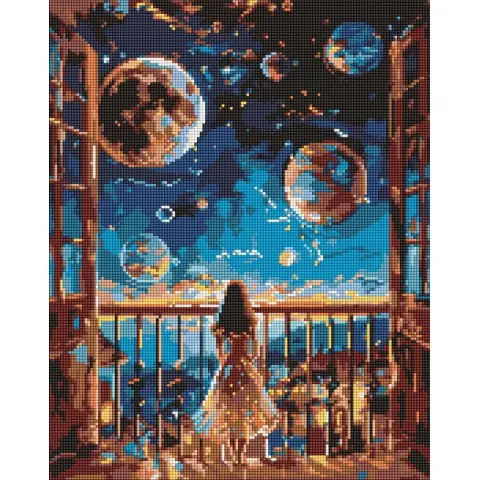 Набір з алмазною мозаїкою Мрійлива ніч Ideyka AMO8077, 40x50 см