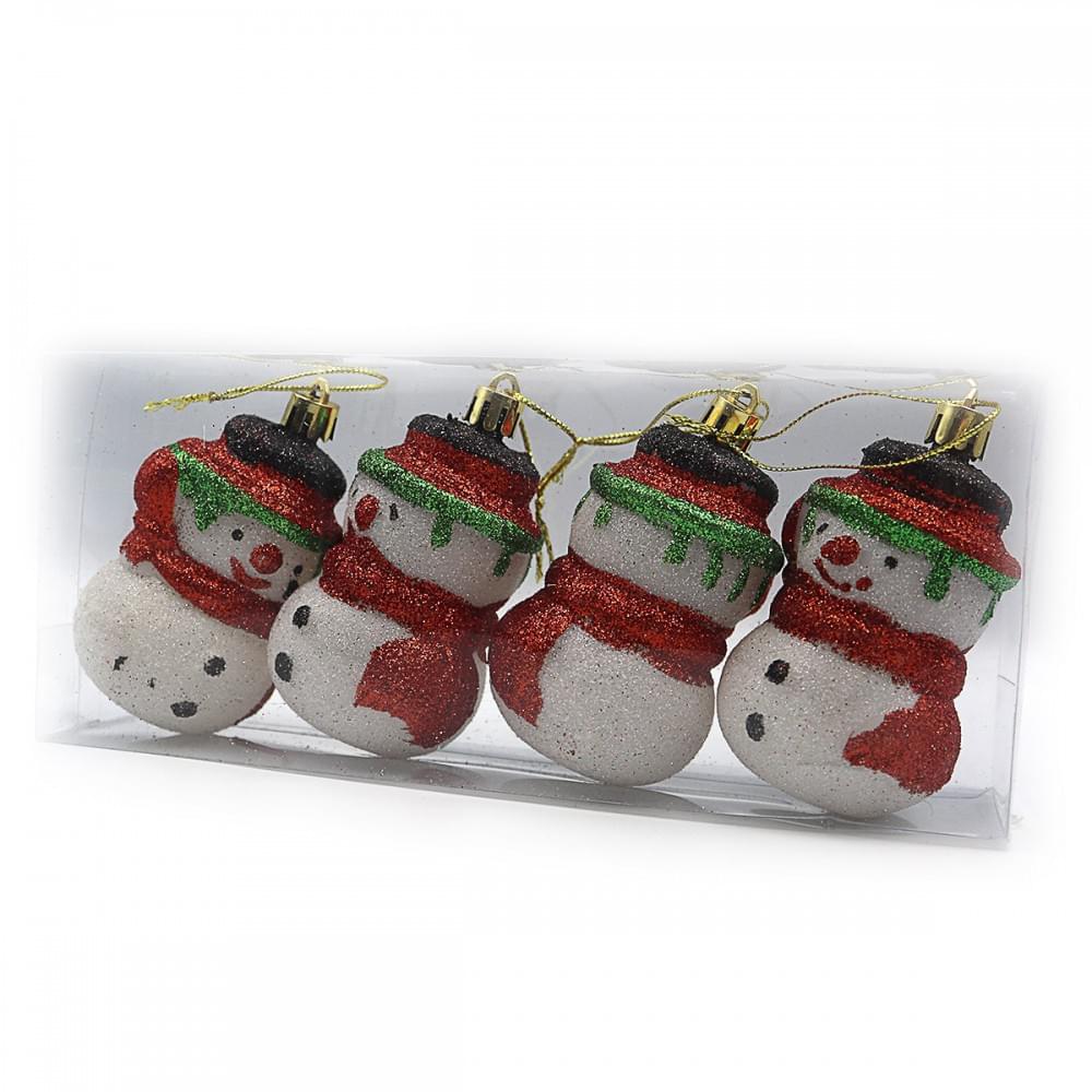 Елочные украшения "Снеговики" 4шт PVC 1шт/этик