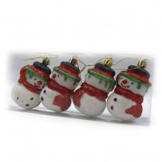 Елочные украшения "Снеговики" 4шт PVC 1шт/этик
