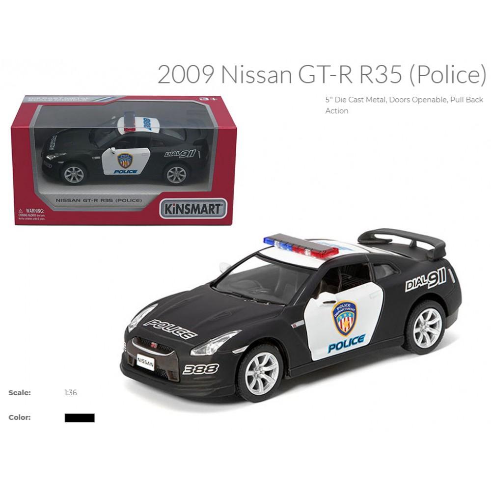 Машина металл "KINSMART" "Nissan GT-R (R-35) Police", в кор. 16*8,5*7,5см