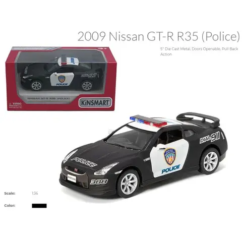 Модель Nissan GT-R R35 Police метал інерція двері KT5340WP