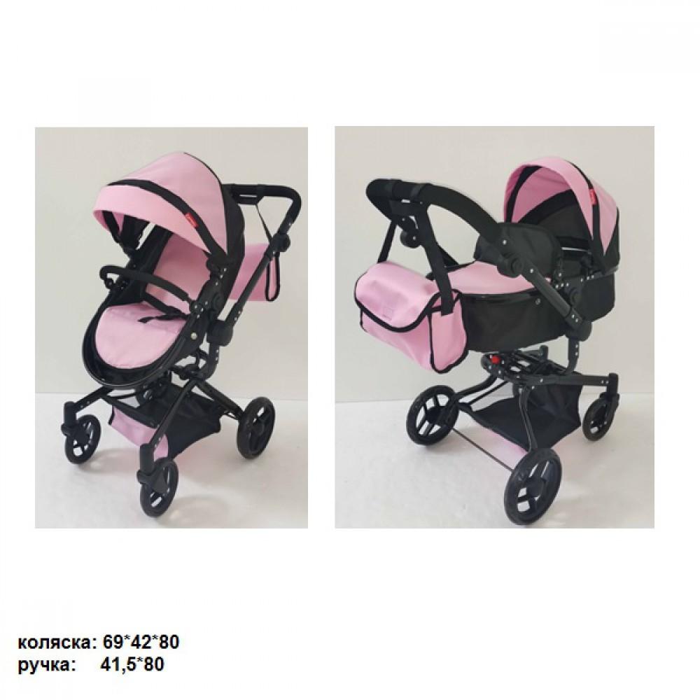 Коляска для ляльки 2в1 CARRELLO FORTUNA 9695 PINK з сумкою метал.кор.54,5*14,5*38,5 /1/