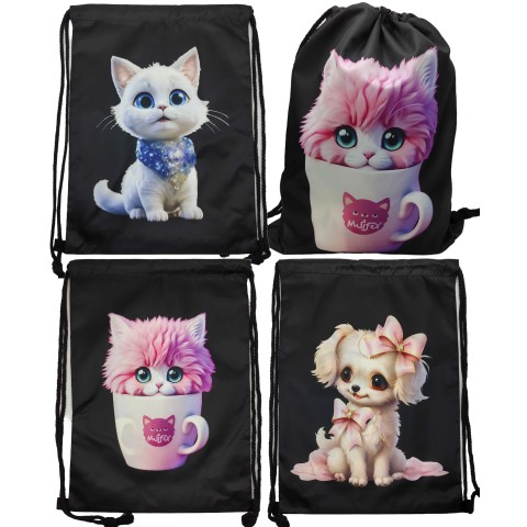 Мішок для взуття Котик, собачка, не промокає, 34x43 см, 430-40 (В асортименті)