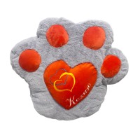 М’яка іграшка Подушка Лапка з серцем, середня, сіро-червона, 45x47 см