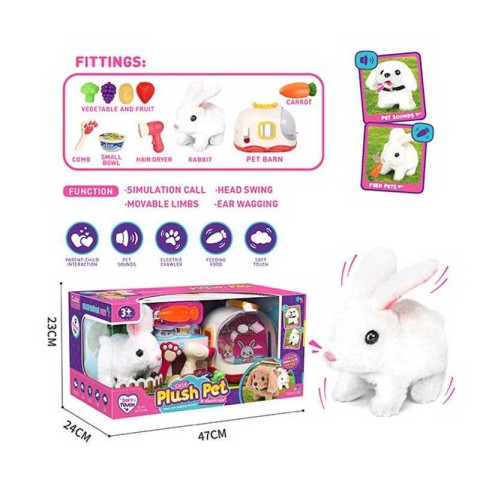 Улюбленець Кролик, з музикою та рухами, на батарейках, переноска 070-1A