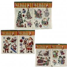 Наклейки для окон силикон "Santa" 22*32см, mix 1шт/этик