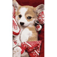 Набір для розпису по номерах Песик з м’якими сердечками, 50x25 см, WW234