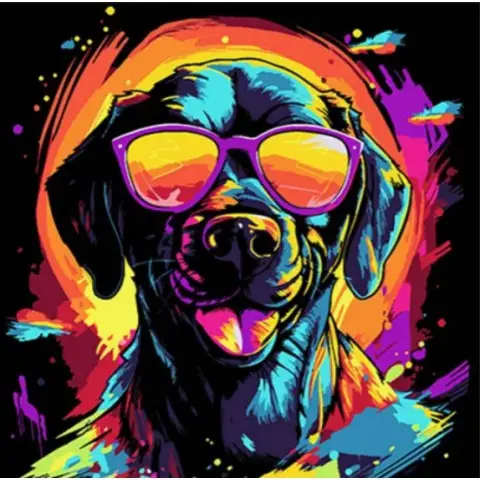 Набір для розпису по номерах Яскравий вірний друг, Strateg, на чорному фоні, 30x30 см, SH3030-15