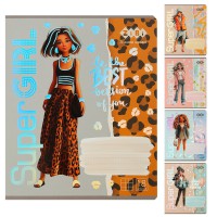 Зошити учнівські 18 аркушів клітинка KIDS LINE SUPER GIRL, 20 шт. в упаковці
