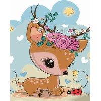 Набір для розпису по номерах Оленя в квіточках, Strateg, 30x40 см, SS6718