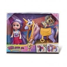 Лялька висота: 10 см, знімний одяг та взуття, голова гума, тіло та кінцівки пластик, єдиноріг: 13х12.5, гумова упряж, в кор. /72/